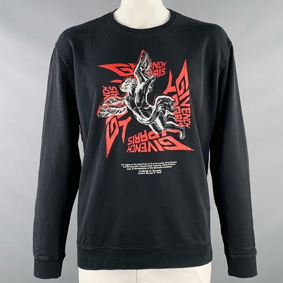 GIVENCHY Size XXL Black Angel Graphic Cotton Crew Neck Sweatshirt - Picture 1 of 10